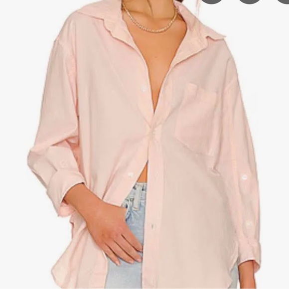 Citizens of humanity Tops - Citizens Of Humanity Pink Oversized Long Sleeve Notched Collar Shirt